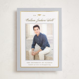 Pinstripe Classic Foil-Pressed Graduation Announcement Photo Mount Cards