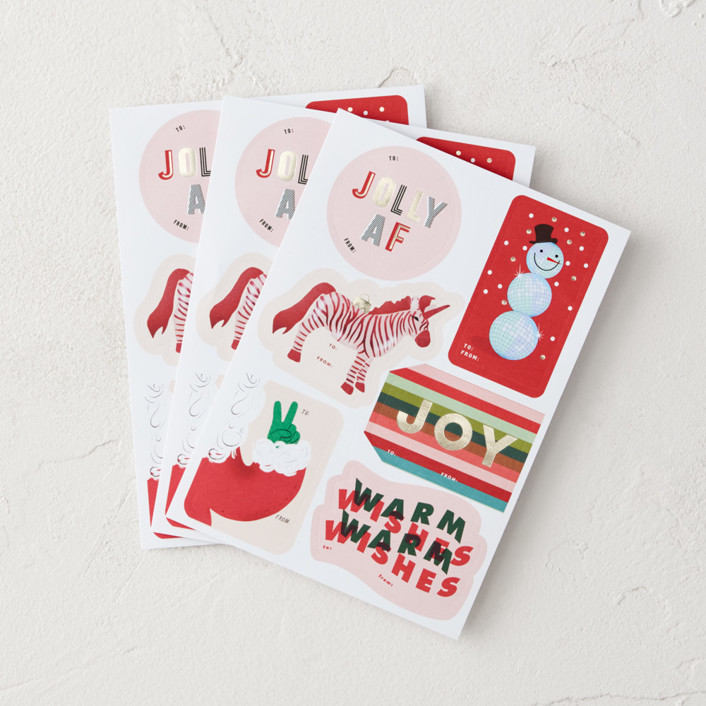 Modern Merry Gift Stickers by Multiple Artists Minted