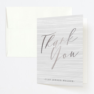 Silver Formal Foil-Pressed Graduation Thank You Cards