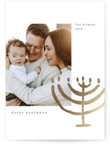 golden menorah Foil-Pressed Hanukkah Cards