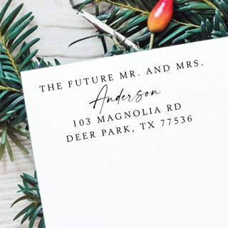 Calligraphy Engagement Address Stamp | Self Inking Return Address Stamp Holiday Address Stamps