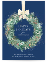 Natural Wreath Foil-Pressed Business Holiday Cards