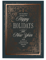 Gilded Hand Drawn Frame Foil-Pressed Business Holiday Cards