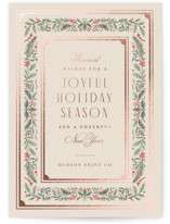 Festive Trim Foil-Pressed Business Holiday Cards