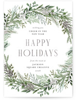 Pine Wreath Foil-Pressed Business Holiday Cards