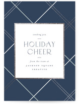 minimal plaid Foil-Pressed Business Holiday Cards