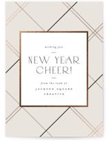 minimal plaid Foil-Pressed Business Holiday Cards