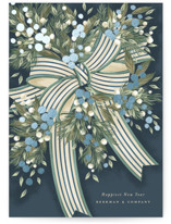 Ribbon Bouquet Foil-Pressed Business Holiday Cards