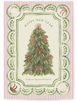 Holiday Bow tree Foil-Pressed Business Holiday Cards