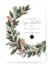 Floral Wreathe Business Holiday Cards