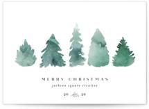 Watercolor Trees Business Holiday Cards