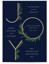 Modern Gilded Joy Business Holiday Cards