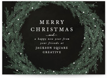 snowy wreath Business Holiday Cards
