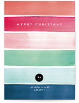 Holiday Watercolor Stripes Business Holiday Cards