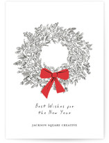 Wreath With Bow Business Holiday Cards
