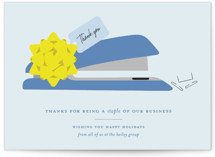Stapler with Bow Business Holiday Cards