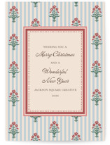 Block print border Business Holiday Cards