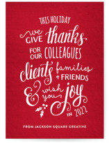 Lettered Thanks Business Holiday Cards