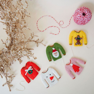 Colorful Holiday Felt Sweaters Garland Garlands