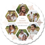 Hexagon Holiday Foil-Pressed Holiday Ornament Cards