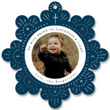 Cross Snowflake Foil-Pressed Holiday Ornament Cards