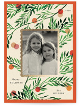 frames, dots, leaves Foil-Pressed Holiday Cards