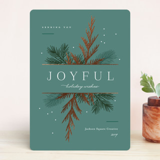 Joyful Fern Foil-Pressed Holiday Cards