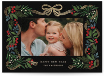 sparkly holiday ribbon Foil-Pressed Holiday Cards