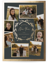 Family Wreath Foil-Pressed Holiday Cards