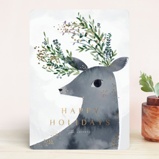 Deerly Foil-Pressed Holiday Cards