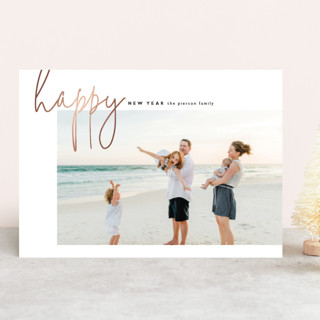 happy happy new year Foil-Pressed Holiday Cards