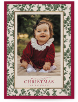 Merry Floral Toile Foil-Pressed Holiday Cards
