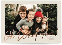 Oh what fun script Foil-Pressed Holiday Cards