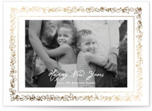 Gilded botanical frame Foil-Pressed Holiday Cards