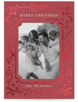 Holly whirl Foil-Pressed Holiday Cards