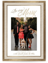 Merry Striped Frame Foil-Pressed Holiday Cards
