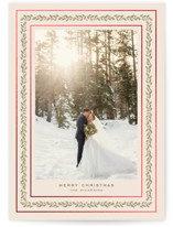 Holly garland frame Foil-Pressed Holiday Cards