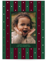 Dotted Stripe Foil-Pressed Holiday Cards