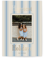 Ticking Stripe Foil-Pressed Holiday Cards