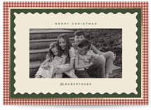gingham layers Foil-Pressed Holiday Cards