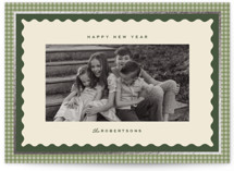 gingham layers Foil-Pressed Holiday Cards