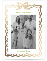 watercolor ribbon frame Foil-Pressed Holiday Cards