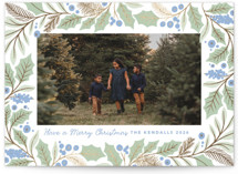 Gilded Holly Border Foil-Pressed Holiday Cards
