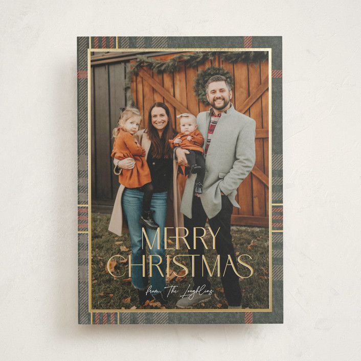 Foiled plaid FoilPressed Holiday Cards by Annie Holmquist Minted