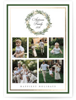 Greenery Wreath Foil-Pressed Holiday Cards