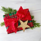 Star Cotton Ribbon and Gold Leaf Star Set Holiday Gift Wrap Embellishments
