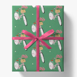 Pink Tulips Bicycle Gift Wrap [Set of 5 Sheets] Holiday Gift Wrap