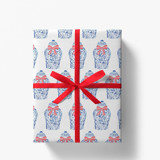 Ginger Jar Chinoiserie Christmas Gift Wrap, Set of 5 Sheets Holiday Gift Wrap