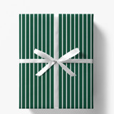 Hunter Green French Stripe Gift Wrap, Set of 5 Sheets Holiday Gift Wrap