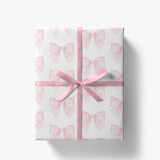 Striped Pink Bows Gift Wrap [Set of 5 Sheets] Holiday Gift Wrap